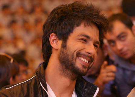 Bollywood actor Shahid Kapoor visited his old school &quot;Gyan Bharti&quot; in New Delhi 14 April 2010 to promote his film &quot;Paathshala&quot; and revive his childhood memories