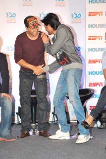 Akshay Kumar and Ritesh Deshmukh grace Housefull - ICC 20-20 worldcup media meet at Taj Lands End, Bandra in Mumbai on Wednesday Evening