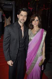 Hrithik Roshan and his wife Suzanne at Fardeen Khan''s sister Laila Khan''s wedding reception to Frahan Furniturewala at Taj Land''s End