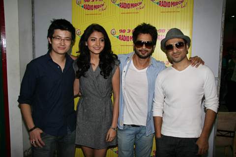 Meiyang Chang, Anushka Sharma, Shahid Kapoor and Vir Das promote ''Badmaash Company'' on Radio Mirchi at Lower Parel