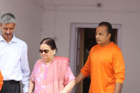 ADAG Chairman Anil Ambani with mother Kokilaben Ambani at Badrinath