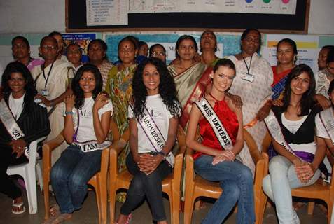 Miss Universe 2009 Stefania Fernandez during a visit to Kamathipura, Mumbai