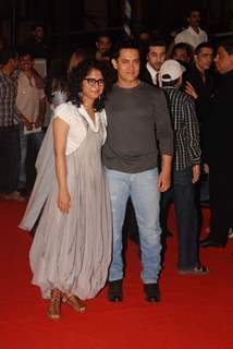 Aamir and Kiran at ''Raajneeti'' premiere at IMAX