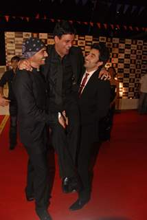 Arjun Rampal, Manoj Bajpai and Ranbir Kapoor at ''Raajneeti'' premiere at IMAX