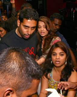 Abhishek Bachchan and Aishwarya Rai Bachchan while promoting their film &quot;Raavan&quot; in Ambience Mall, Gurgaon Sunday