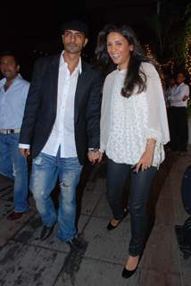 Arjun Rampal and his wife Mehr Jessia at Raajneeti film success bash at Novotel