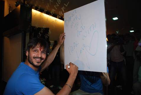 Vivek Oberoi poses for the photographers during a meet with Autistic Children