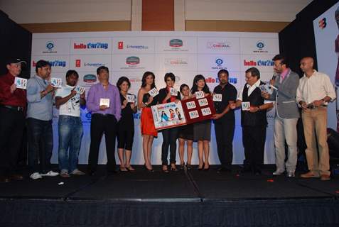 Kishan Kumar, Isha Koppikar, Gul Panag, Divya Dutta, Celina Jaitley and Javed Jaffrey at Hello Darling film music launch