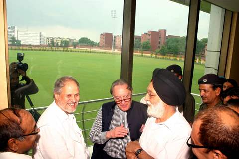 Union Minister M S Gill , Jamia VC Najeeb Jung and former Indian Cricket Captain Mansoor Ali Khan Pataudi at the inauguration of the Jamia Sport Complex in New Delhi