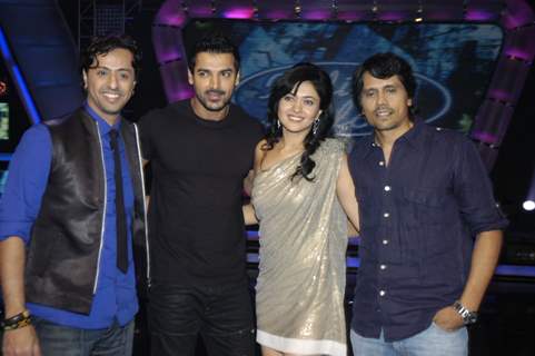 John Abraham and Sonal Sehgal promotes Aashayein on Indian Idol at Filmistan Studio, Mumbai
