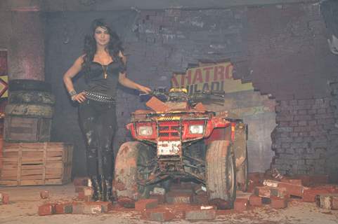 Priyanka Chopra with host of celebrities at Fear Factor launch at Filmistan in Mumbai on Friday Evening