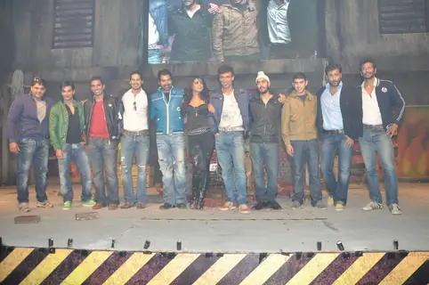Priyanka Chopra with host of celebrities at Fear Factor launch at Filmistan in Mumbai on Friday Evening