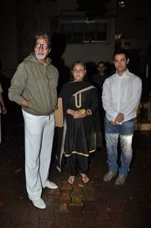 Amitabh Bachchan, Jaya Bachchan and Aamir Khan at the screening of Peepli Live movie in Bandra