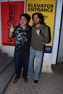 Ritesh Deshmukh and Sajid Khan catch up on film Expendables at PVR, Juhu