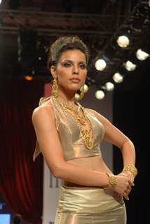 Model on the ramp at Dwarkadas Chanduma show at the India International Jewellery Week on Day 2