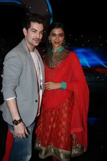Deepika Padukone and Neil Nitin Mukesh on the sets of Chote Ustad at Mehboob Studio