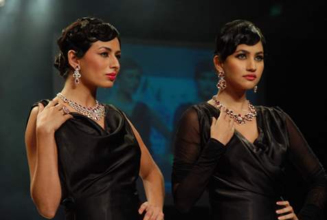 Model on the ramp at Intergem Exports show at the India International Jewellery Week on Day 3