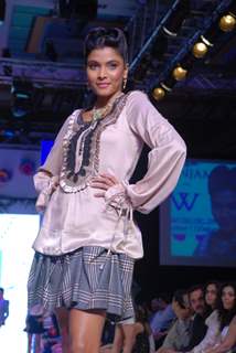 Model on the ramp at Ganjam Nagappa show at the India International Jewellery Week on Day 3