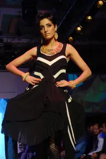 Model on the ramp at CVM Exports show at the India International Jewellery Week on Day 3