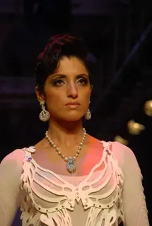 Model on the ramp at CVM Exports show at the India International Jewellery Week on Day 3
