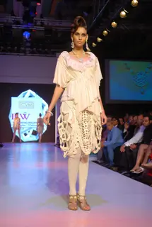 Model on the ramp at CVM Exports show at the India International Jewellery Week on Day 3