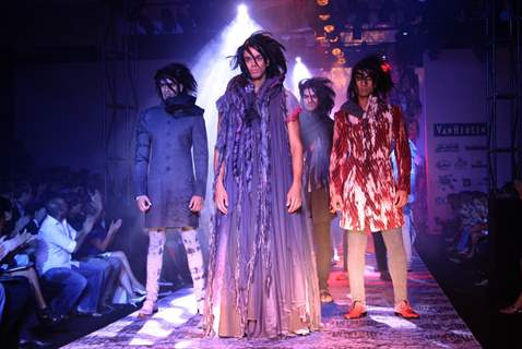 Models showcasing designer Shantanu & Nikhil''s creations at the Ven Heusen India Mens Week, in New Delhi