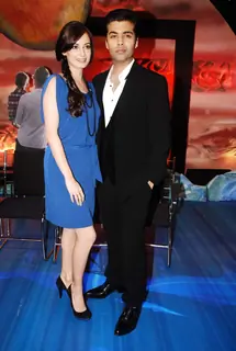 Karan Johar and Dia Mirza promote Panasonic 3-D cameras and LCD at Yashraj