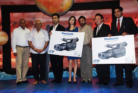 Karan Johar, Yash Raj Chopra and Dia Mirza promote Panasonic 3-D cameras and LCD at Yashraj