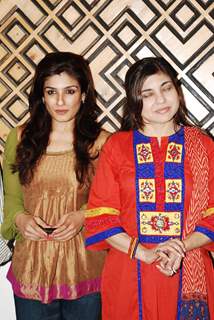 Raveena and Alka Yagnik at Agni film song recording at Santacruz