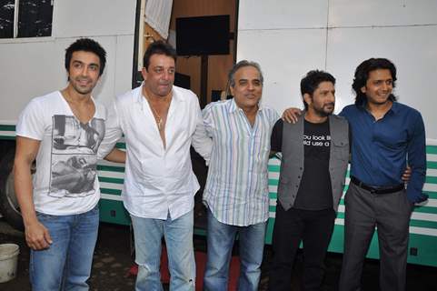 Ashish Chaudhary, Sanjay Dutt, Arshad Warsi and Ritesh Deshmukh at Double Dhamaal film launch at Mehboob