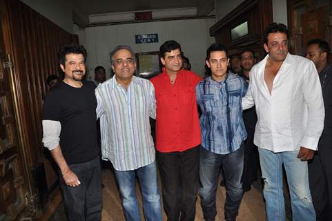 Anil Kapoor, Aamir Khan and Sanjay Dutt at Double Dhamaal film launch at Mehboob