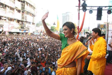 Sayali Bhagat at Worli Dahi Handi celebrations at Worli in Mumbai on Thursday Evening