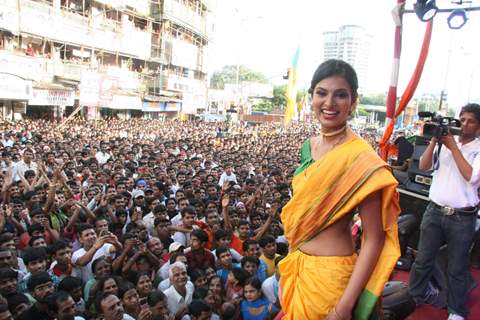 Sayali Bhagat at Worli Dahi Handi celebrations at Worli in Mumbai on Thursday Evening