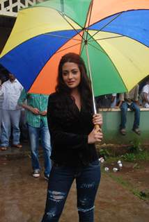 Riya Sen at &quot;A Strange Love Story&quot; film on location at Kamalistan