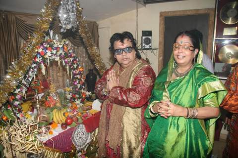 Bappi Lahiri celebrates the Ganpati festival at his residence in Mumbai