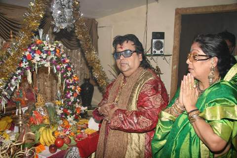 Bappi Lahiri celebrates the Ganpati festival at his residence in Mumbai