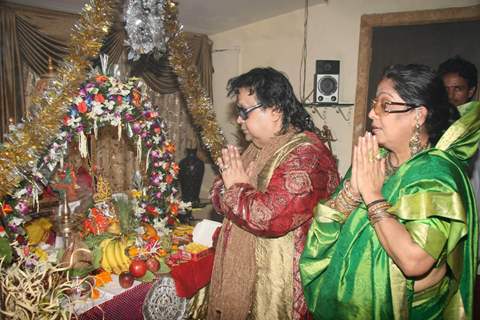 Bappi Lahiri celebrates the Ganpati festival at his residence in Mumbai