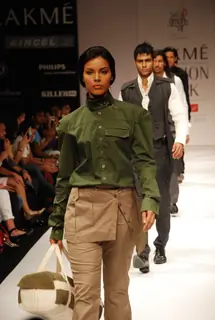 A model walks the runway in an Amalraj Sengupta design at the Lakme Fashion Week
