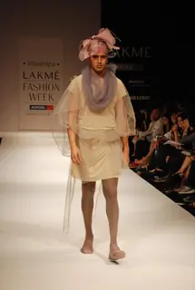 A model walks the runway in an Little Shilpa design at the Lakme Fashion Week