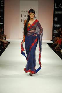 A model on the ramp for Debarun's design at the Lakme Fashion Week