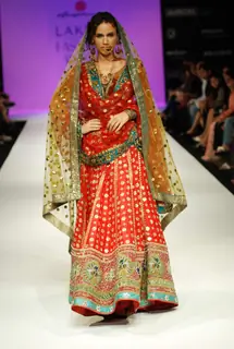 A model walking the ramp in Anupamaa creation at the Lakme Fashion Week