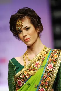 A model walking the ramp in Anupamaa creation at the Lakme Fashion Week