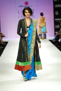A model walking the ramp in Anupamaa creation at the Lakme Fashion Week