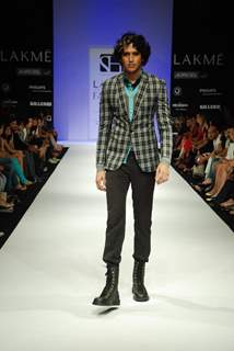 A model on the ramp for Sanjay Hingu's creation at the Lakme Fashion Week