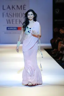 Models walk the ramp for Payal Singhal's creation at Lakme Fashion Week