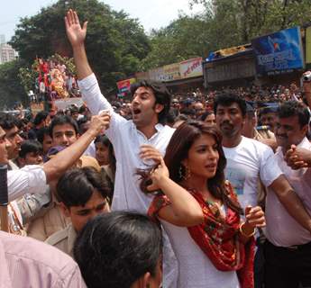 Ranbir and Priyanka Chopra join the rest of the Kapoors at  RK Studio, Chembur in  Mumbai on Wednesday Evening