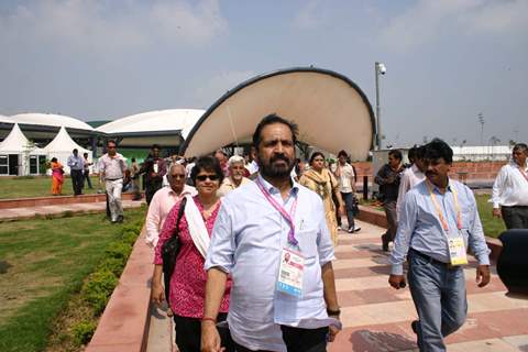 Commonwealth Games Organising Committee Chairman Suresh Kalmadi  at the Games Village in New Delhi on Saturday