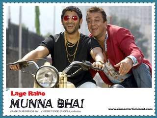 Lage Raho Munna Bhai poster intrducing Sanjay Dutt and Arshad Warsi