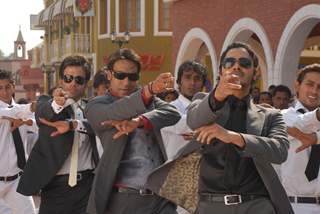 Ajay,Tusshar and Shreyas wearing a black gogges
