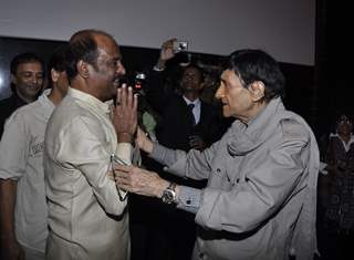 Dev Anand and Rajinikanth at Robot premiere at PVR